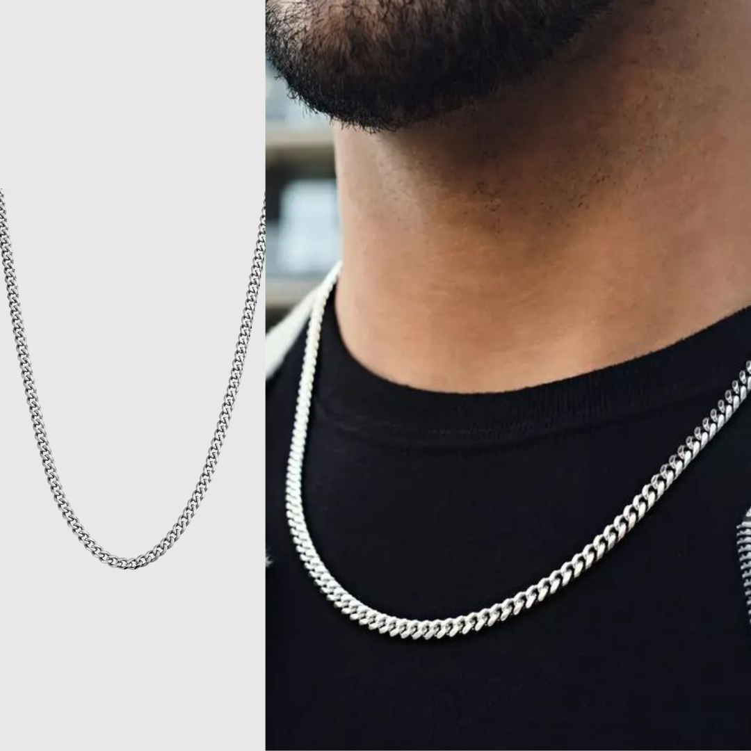 Collar Cuban Style® Plateado para mi Hijo (con carta dedicada y Caja con Luz)
