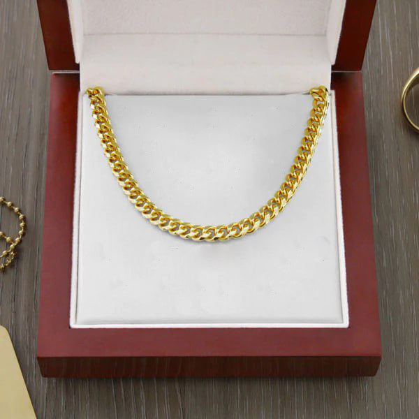 Collar Cuban Style® Dorado para mi Hijo (con carta dedicada y Caja con Luz)