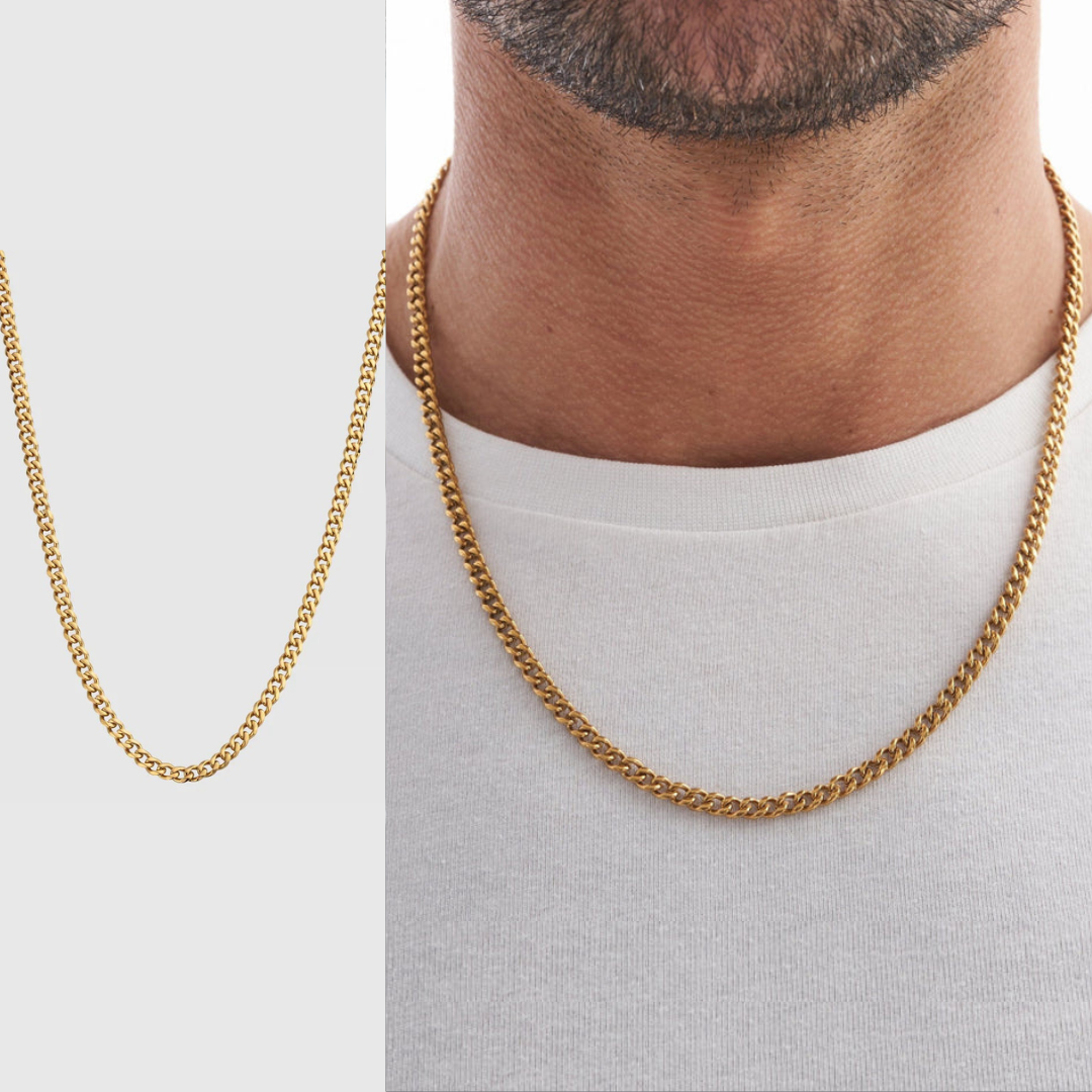 Collar Cuban Style® Dorado para mi Hijo (con carta dedicada y Caja con Luz)