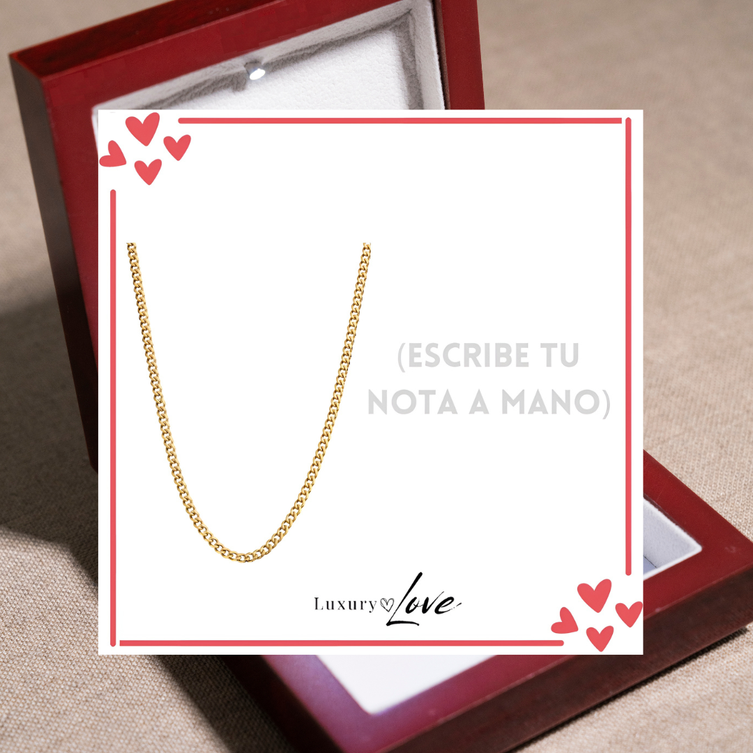 Collar Cuban Style® Dorado para mi Hijo (con carta dedicada y Caja con Luz)